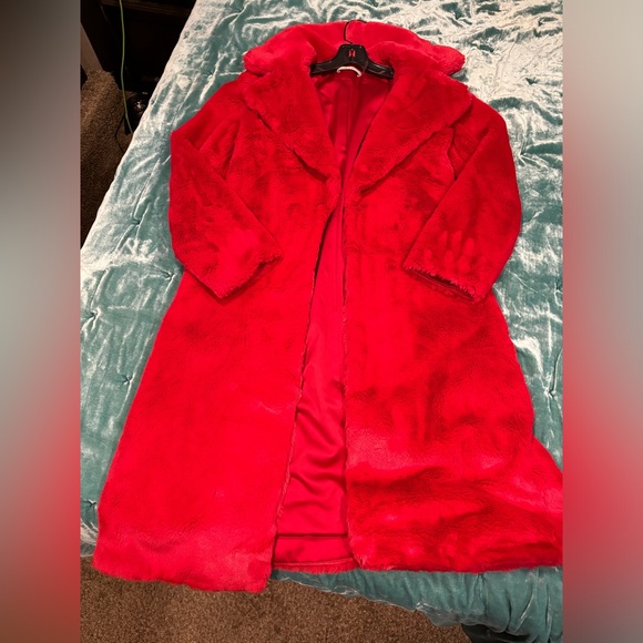Alice + Olivia Jackets & Blazers - Alice + Olivia Red Fur Coat (like new)